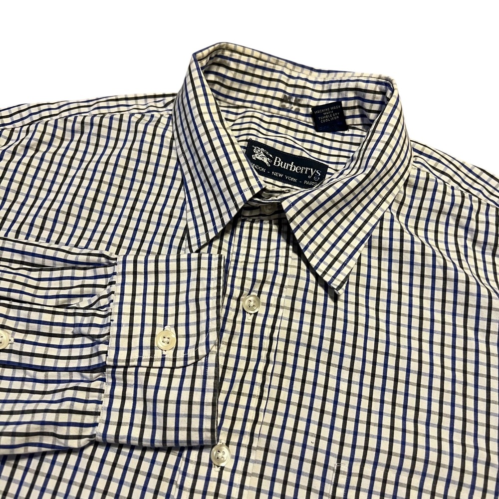 Burberrys London New York Paris Men's Classic Checkered Button Down Shirt L